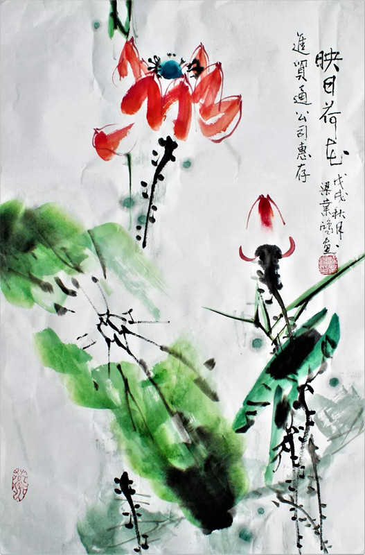 1534816699982692.jpg 進貿(mào)通周末|著名國畫大師蒞臨進貿(mào)通贈《映日荷花》《紫氣東來》